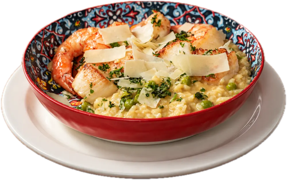 Thorpe’s 903 seafood risotto with shrimp, scallops and Parmesan